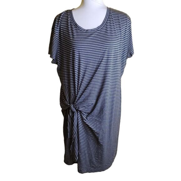 Vince Striped Knot Detail T-Shirt Dress Size Large - Picture 2 of 11